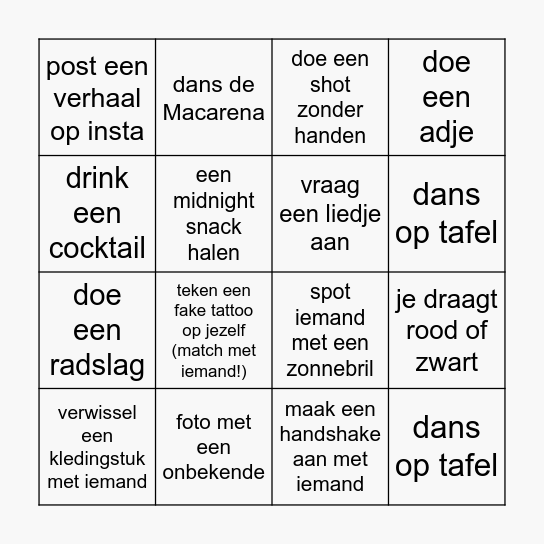 Kotentocht Bingo! Bingo Card