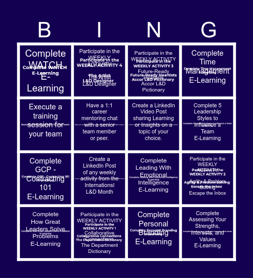 International L&D Month 2026 Bingo Card