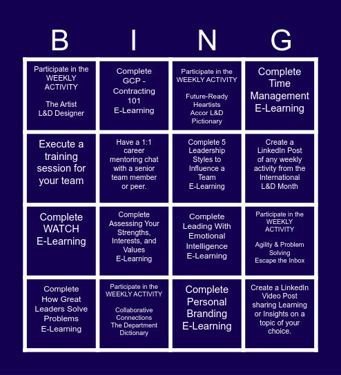 International L&D Month 2026 Bingo Card