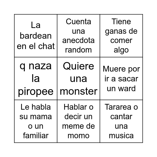 q hara valu Bingo Card