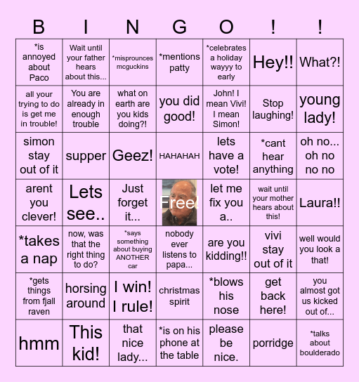 Papa Bingo! Bingo Card