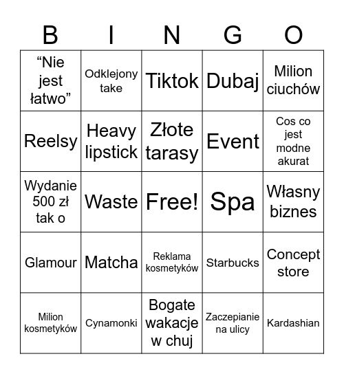 Girls of Warsaw Bingo Card