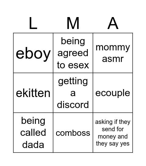 roblox vc son Bingo Card