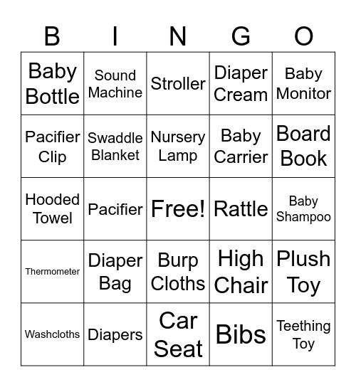 BABY Bingo Card