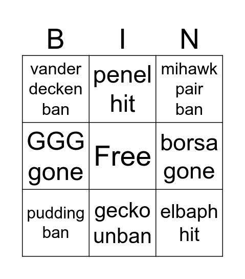 Ban Announcement 9/23 Bingo Card