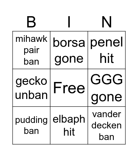 Ban Announcement 9/23 Bingo Card