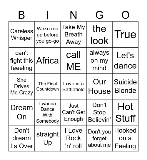Music Through the Ages #1 Bingo Card