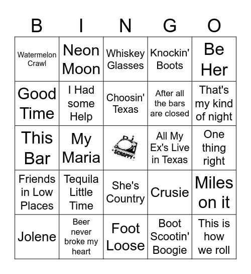 Country Roads Bingo Card