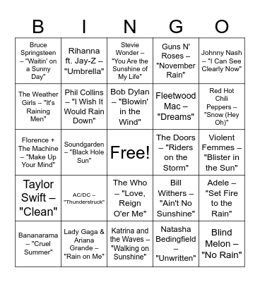How's the Weather Bingo Card
