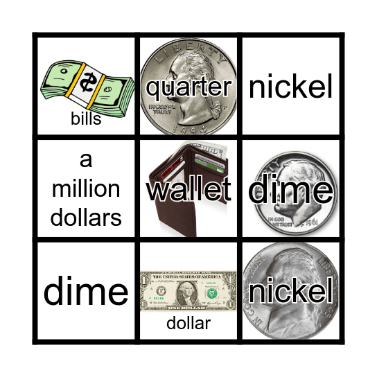 Money Bingo Card