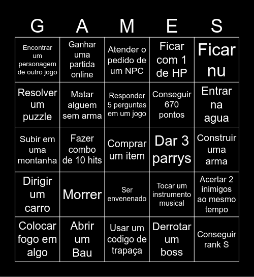 Bingo dos game🤣 Bingo Card