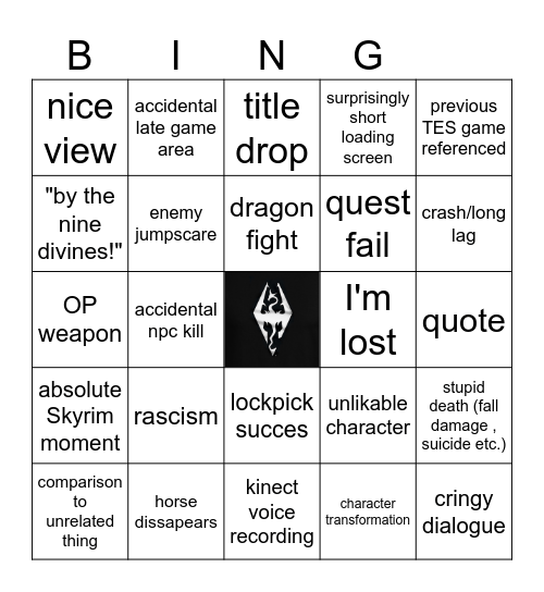 Skyrim Bingo Card