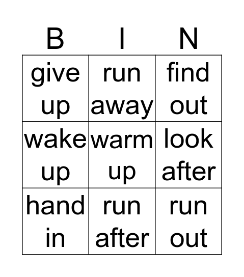 Inglish day- Bingo Card