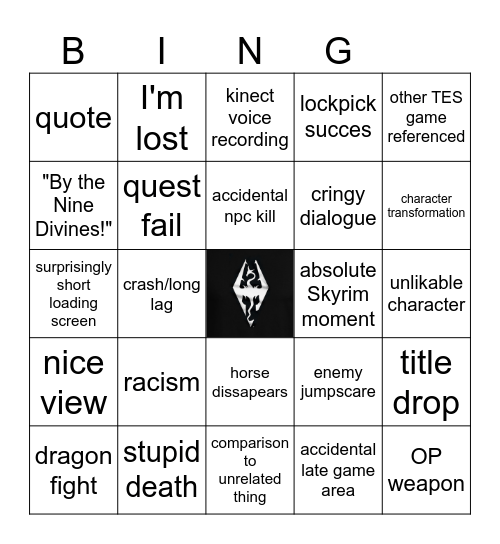 Skyrim Bingo Card