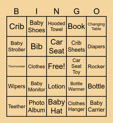 Baby Bingo Card