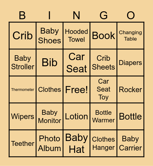 Baby Bingo Card