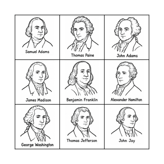 Founding Fathers Bingo Card