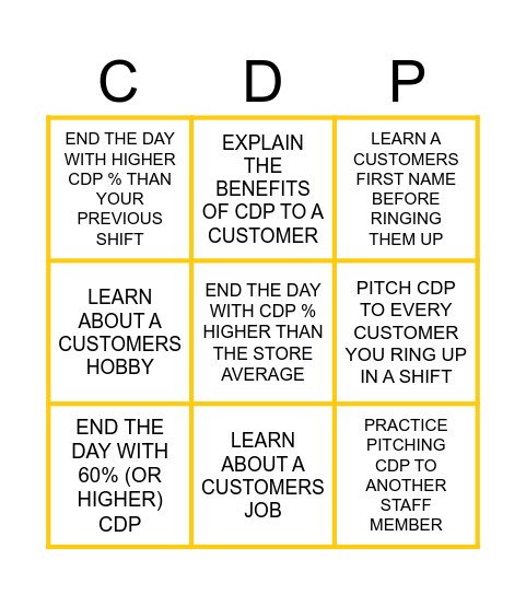 CDP BINGO Card