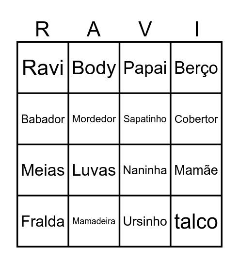 Bingo do chá  do Bingo Card