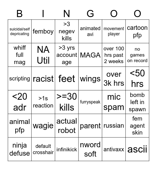 Red Trust Bingo Card