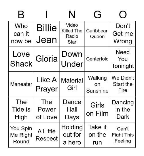 Music Through The Ages #2 Bingo Card