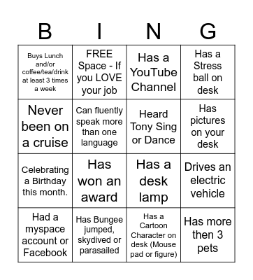 Employee Appreciation BINGO Card
