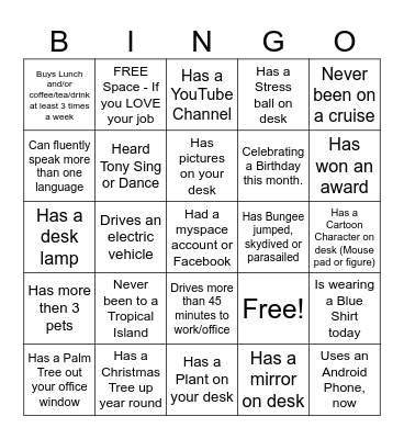 Employee Appreciation BINGO Card