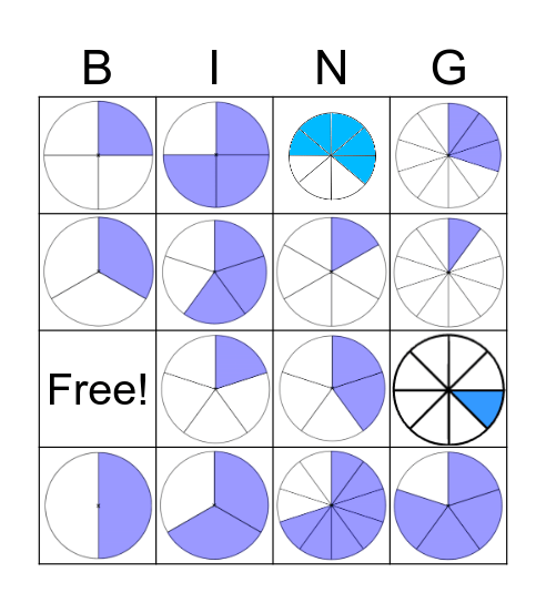 Fractions Bingo Card