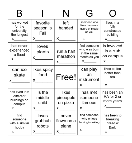 MLN Bingo Card