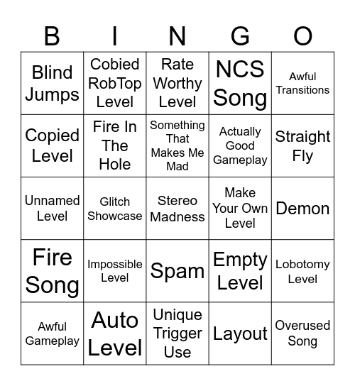 GD Bingo Card