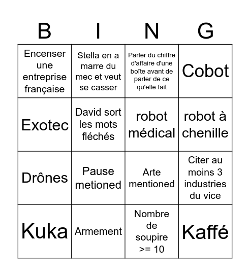 UE C Bingo Card