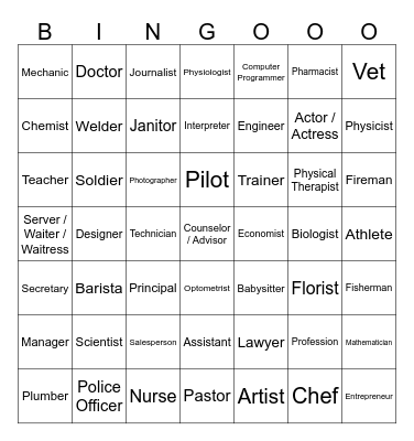 Jobs Bingooo Bingo Card