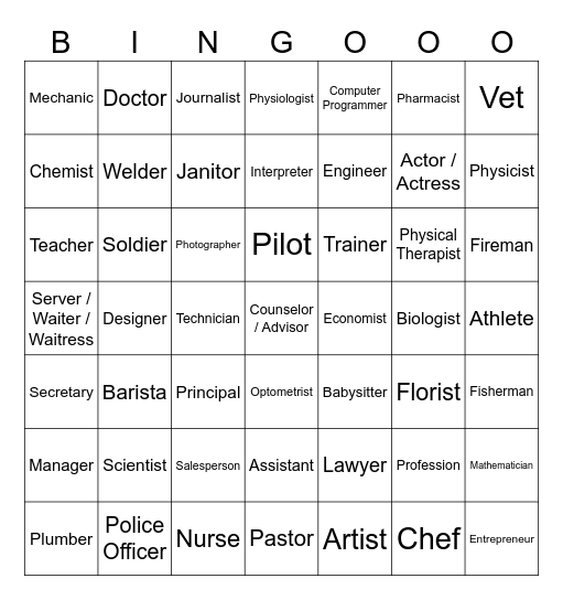 Jobs Bingooo Bingo Card