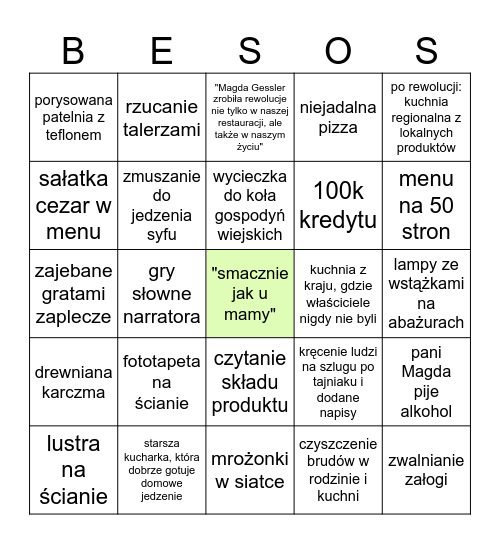 Kuchenne rewolucje Bingo Card