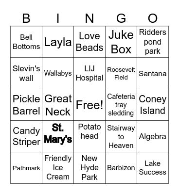 NY Lingo Bingo Card