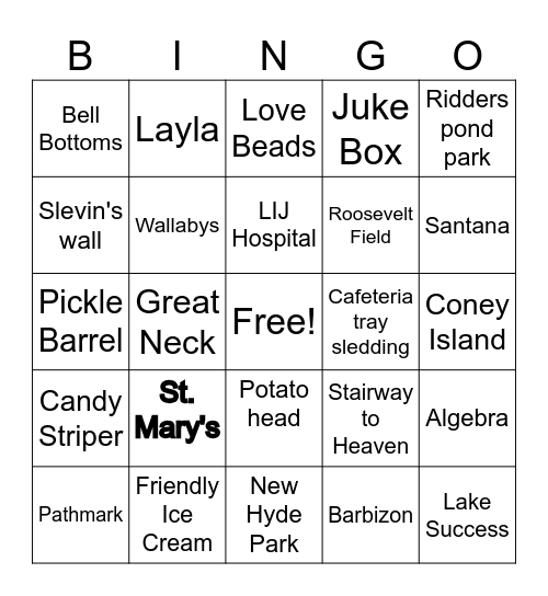 NY Lingo Bingo Card