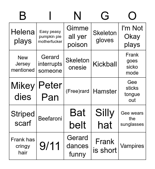when i grow up i want to be nothing at all Bingo Card
