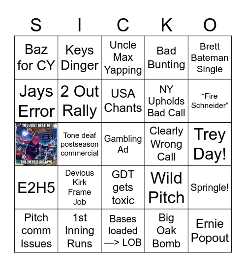 Jays Bingo Card