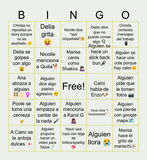 Delia's Bach 🌴 Bingo Card