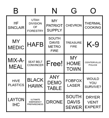2026 Davis County Preparedness Fair Bingo Card