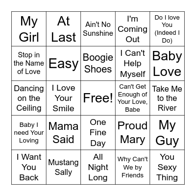Motown - Songs Bingo Card