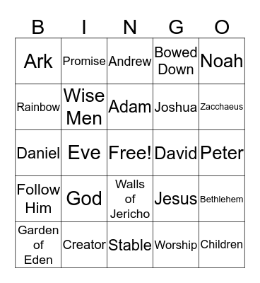 Bible Bingo Card