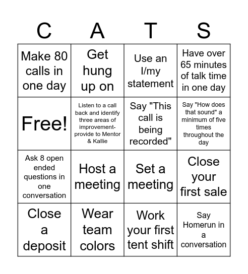 Catalyst Bingo Card