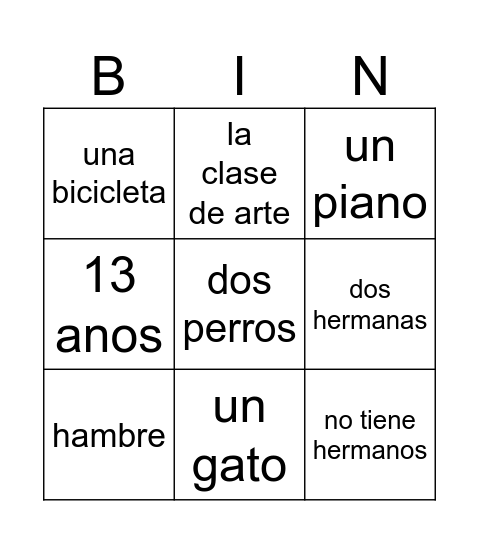 Quien tiene... Bingo Card