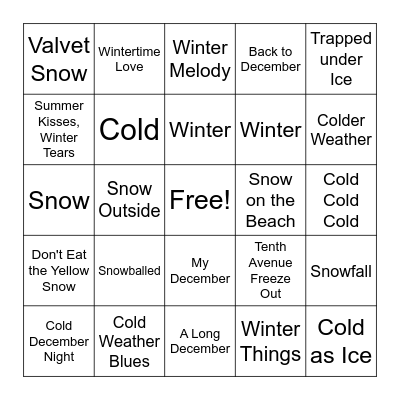 Winter Bingo Card