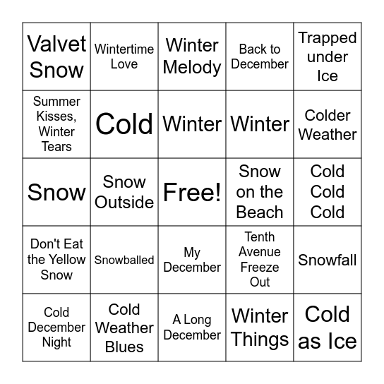 Winter Bingo Card