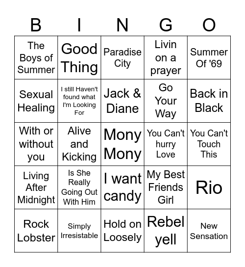 Music Through The Ages #3 Bingo Card