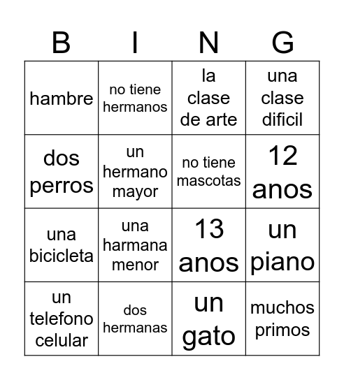Quien tiene... Bingo Card