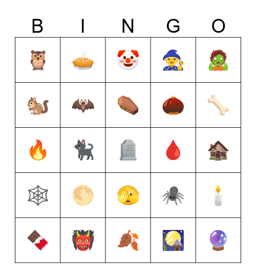 Spooky/Fall Emoji Bingo! Bingo Card