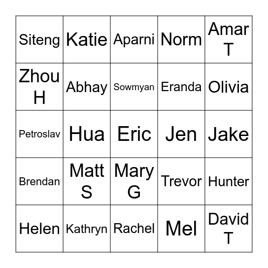 PAD BINGO Card